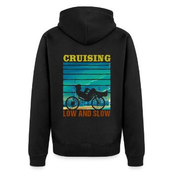 Fahrrad Biker Radfahren Liegerad Radfahrer Pedal - Unisex Premium Bio Zip Hoodie - Schwarz - Hinten - Nico (187cm)