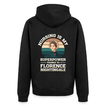 Krankenschwester Florence Nightingale Medizinische - Unisex Premium Bio Zip Hoodie - Schwarz - Hinten - Nico (187cm)