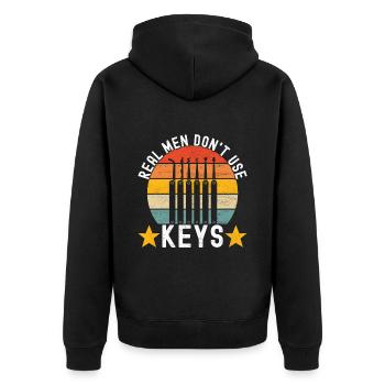 Schlüsseldienst Locksmith Dietrich - Unisex Premium Bio Zip Hoodie - Schwarz - Hinten - Nico (187cm)
