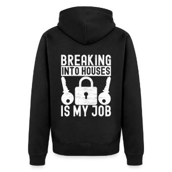 Schlüsseldienst Locksmith Dietrich - Unisex Premium Bio Zip Hoodie - Schwarz - Hinten - Nico (187cm)