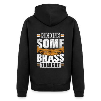 Trompeter Kicking Some Brass Tonight - Unisex Premium Bio Zip Hoodie - Schwarz - Hinten - Nico (187cm)
