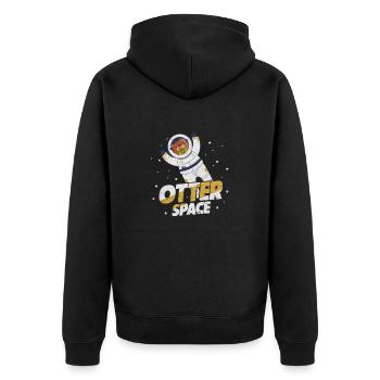 Otter - Unisex Premium Bio Zip Hoodie - Schwarz - Hinten - Nico (187cm)