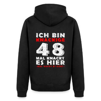 48. Geburtstag Mann Jahrgang 48 Jahre alt Spruch - Unisex Premium Bio Zip Hoodie - Schwarz - Hinten - Nico (187cm)