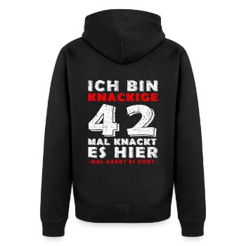 42. Geburtstag Mann Jahrgang 42 Jahre alt Spruch - Unisex Premium Bio Zip Hoodie - Schwarz - Hinten - Nico (187cm)