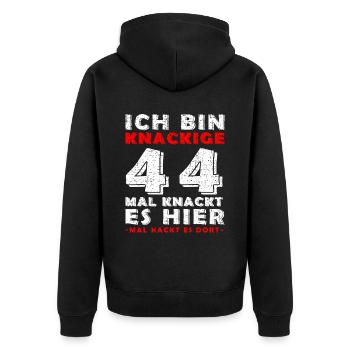 44. Geburtstag Mann Jahrgang 44 Jahre alt Spruch - Unisex Premium Bio Zip Hoodie - Schwarz - Hinten - Nico (187cm)