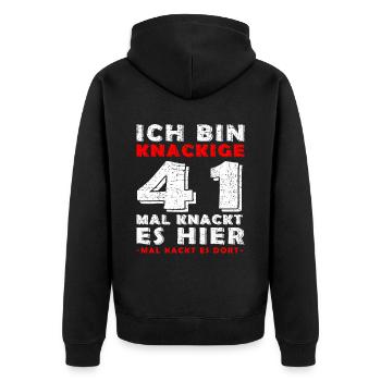 41. Geburtstag Mann Jahrgang 41 Jahre alt Spruch - Unisex Premium Bio Zip Hoodie - Schwarz - Hinten - Nico (187cm)