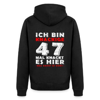 47. Geburtstag Mann Jahrgang 47 Jahre alt Spruch - Unisex Premium Bio Zip Hoodie - Schwarz - Hinten - Nico (187cm)
