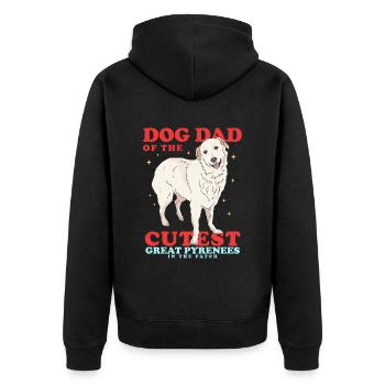 Papa chien de montagne des Pyrénées | Cadeau du propriétaire de chien - Veste à capuche bio Premium Unisexe - noir - Dos - Nico (187cm)