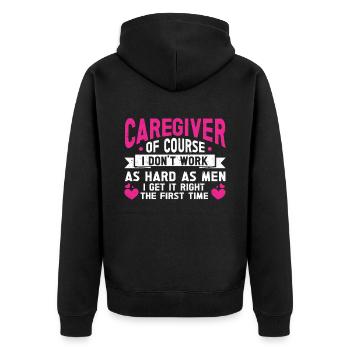 Caregiver Gift Nurse - Unisex Premium Organic Zip Hoodie - black - Back - Nico (187cm)