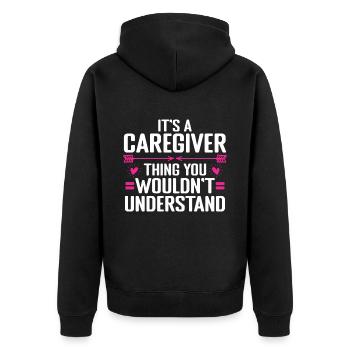 Caregiver Gift Nurse - Unisex Premium Organic Zip Hoodie - black - Back - Nico (187cm)
