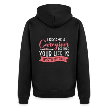 Caregiver Gift Nurse - Unisex Premium Organic Zip Hoodie - black - Back - Nico (187cm)