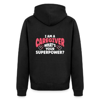 Caregiver Gift Nurse - Unisex Premium Organic Zip Hoodie - black - Back - Nico (187cm)