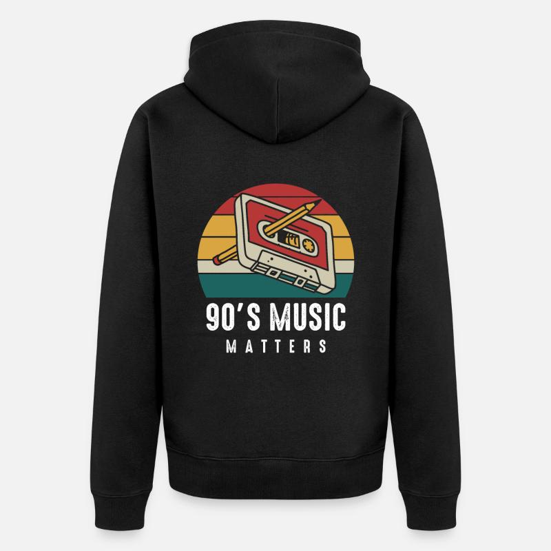 Nineties Music - Cassette avec crayon - Veste à capuche bio Premium Unisexe - noir