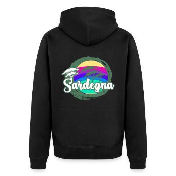 Sardinien Retro Sardegna Sardinia - Unisex Premium Organic Zip Hoodie - black - Back - Nico (187cm)