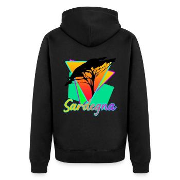 Sardinien Sardegna Retro Sardinia - Unisex Premium Organic Zip Hoodie - black - Back - Nico (187cm)