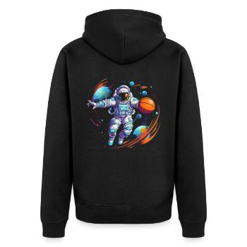 Astronaut Basketball Outerspace Basketballspieler - Unisex Premium Bio Zip Hoodie - Schwarz - Hinten - Nico (187cm)