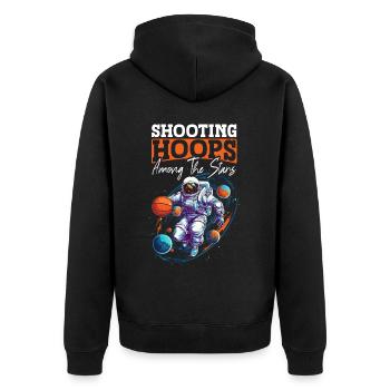 Astronaut Basketball Outerspace Basketball Player - Unisex Premium Organic Zip Hoodie - black - Back - Nico (187cm)
