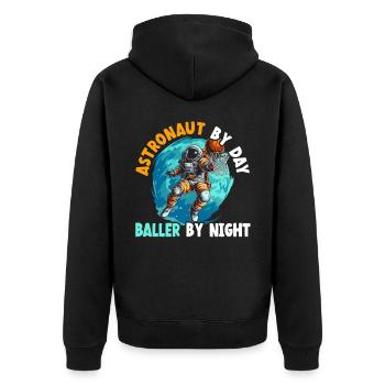 Astronaut Basketball Outerspace Basketball Player - Unisex Premium Organic Zip Hoodie - black - Back - Nico (187cm)