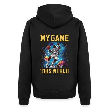 Astronaut Basketball Outerspace Basketball Player - Unisex Premium Organic Zip Hoodie - black - Back - Nico (187cm)