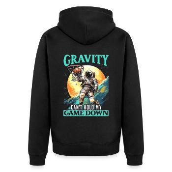 Astronaut Basketball Outerspace Basketball Player - Unisex Premium Organic Zip Hoodie - black - Back - Nico (187cm)