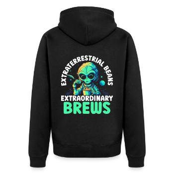 Alien Coffee Lover Caféine UFO Extraterrestre - Veste à capuche bio Premium Unisexe - noir - Dos - Nico (187cm)