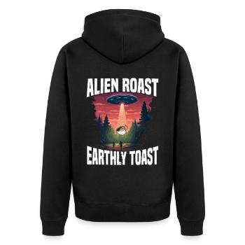 Außerirdischer Kaffeeliebhaber Koffein UFO Außerirdisch - Unisex Premium Bio Zip Hoodie - Schwarz - Hinten - Nico (187cm)