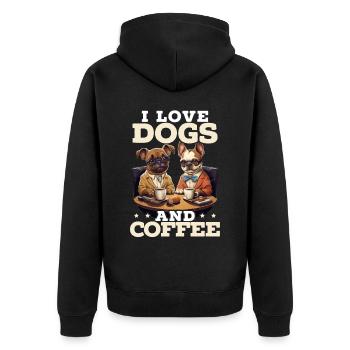 Dogs And Coffee Lover Caffeine Drinker Dog Owner - Unisex Premium Organic Zip Hoodie - black - Back - Nico (187cm)