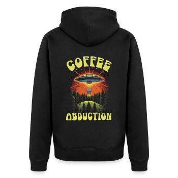 Außerirdischer Kaffeeliebhaber Koffein UFO Außerirdisch - Unisex Premium Bio Zip Hoodie - Schwarz - Hinten - Nico (187cm)