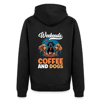 Dogs And Coffee Lover Caffeine Drinker Dog Owner - Unisex Premium Organic Zip Hoodie - black - Back - Nico (187cm)