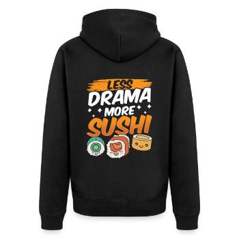 Moins de drame Plus de sushis Fan Lovers Nourriture - Veste à capuche bio Premium Unisexe - noir - Dos - Nico (187cm)