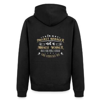 Je suis un chef de projet, pas un chef d’équipe - Veste à capuche bio Premium Unisexe - noir - Dos - Nico (187cm)