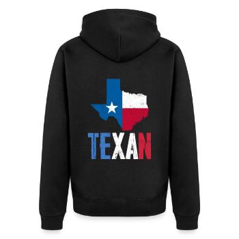 Texan Texan Texas Pride Sayings - Unisex Premium Organic Zip Hoodie - black - Back - Nico (187cm)