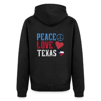 Frieden Liebe Texas Texanisch Texaner Stolz - Unisex Premium Bio Zip Hoodie - Schwarz - Hinten - Nico (187cm)