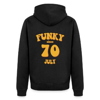 Funky Birthday: July 1970 - Flower Power - Unisex Premium Organic Zip Hoodie - black - Back - Nico (187cm)