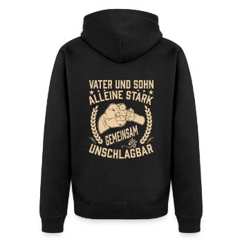 Vater und Sohn - Unisex Premium Bio Zip Hoodie - Schwarz - Hinten - Nico (187cm)