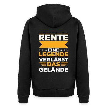 Rente Eine Legende Verlässt Das Gelände - Unisex Premium Bio Zip Hoodie - Schwarz - Hinten - Nico (187cm)