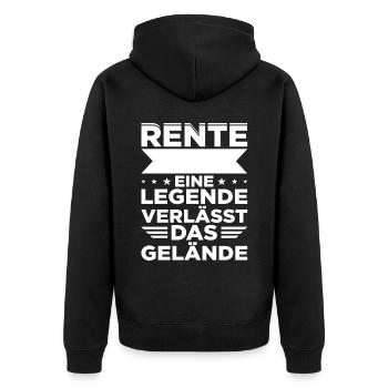 Rente Eine Legende Verlässt Das Gelände - Unisex Premium Bio Zip Hoodie - Schwarz - Hinten - Nico (187cm)