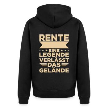 Rente Eine Legende Verlässt Das Gelände - Unisex Premium Bio Zip Hoodie - Schwarz - Hinten - Nico (187cm)
