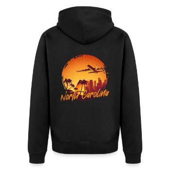 North Carolina - Unisex Premium Bio Zip Hoodie - Schwarz - Hinten - Nico (187cm)
