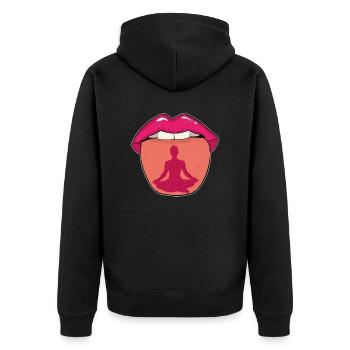 Yoga Zunge - Unisex Premium Bio Zip Hoodie - Schwarz - Hinten - Nico (187cm)