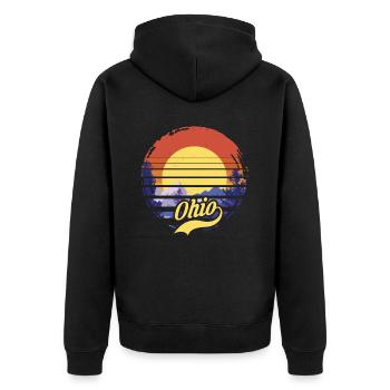 Ohio - Unisex Premium Bio Zip Hoodie - Schwarz - Hinten - Nico (187cm)