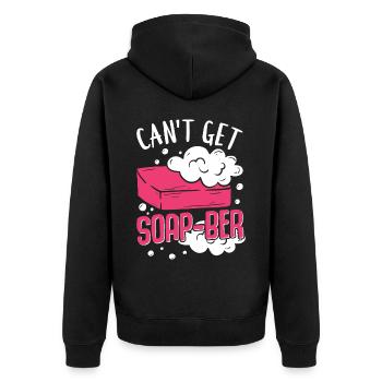 Seifenherstellung Seifenhersteller Soapologist - Unisex Premium Bio Zip Hoodie - Schwarz - Hinten - Nico (187cm)