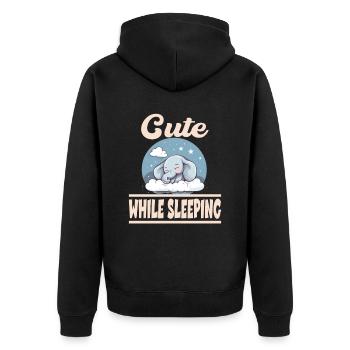 Niedlicher Elefant Schläft Schlafen - Unisex Premium Bio Zip Hoodie - Schwarz - Hinten - Nico (187cm)