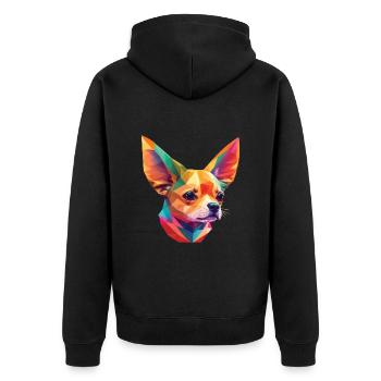 Chihuahua Hund tolles Hunde Design lustiges Tier - Unisex Premium Bio Zip Hoodie - Schwarz - Hinten - Nico (187cm)