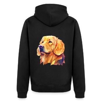 Golden Retriever Hund Hunderasse Retriever Hunde - Unisex Premium Bio Zip Hoodie - Schwarz - Hinten - Nico (187cm)