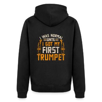 Trompete I Was Normal Until I Got My First Trumpet - Unisex Premium Organic Zip Hoodie - black - Back - Nico (187cm)