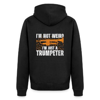 Trompeter Trompetenspieler - Unisex Premium Bio Zip Hoodie - Schwarz - Hinten - Nico (187cm)