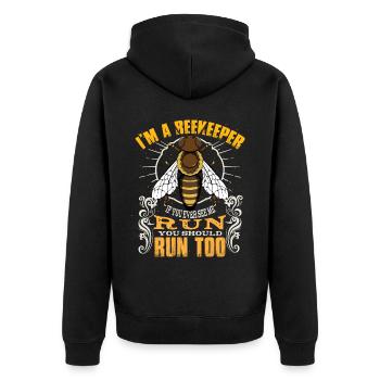 Ich bin Imker - Unisex Premium Bio Zip Hoodie - Schwarz - Hinten - Nico (187cm)