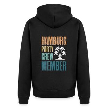 Hamburg Party Crew - Unisex Premium Bio Zip Hoodie - Schwarz - Hinten - Nico (187cm)