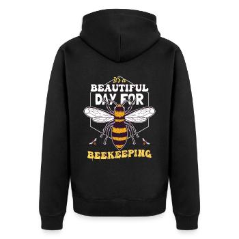 Imkerei Zitat Frauen - Unisex Premium Bio Zip Hoodie - Schwarz - Hinten - Nico (187cm)